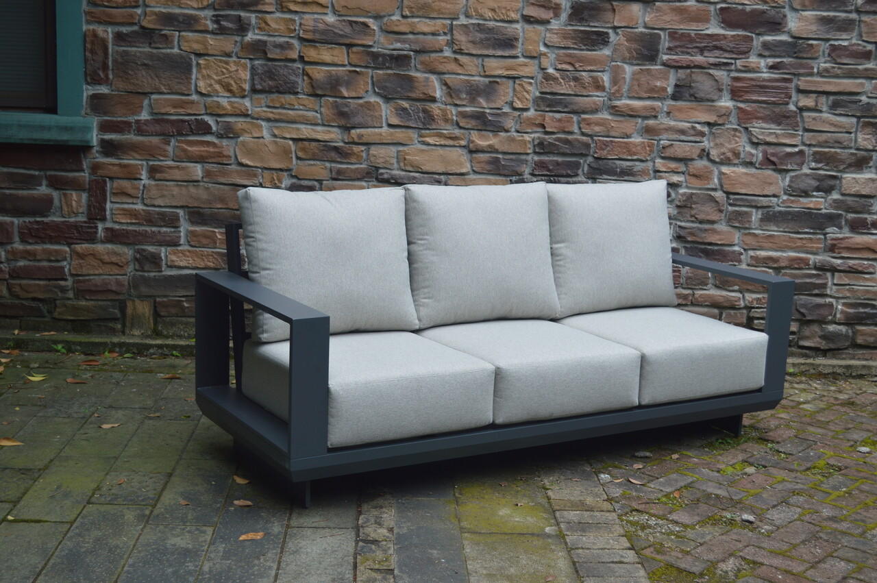 AVH-Collectie Avellino stoel bank loungeset 4 delig antraciet aluminium soft grey