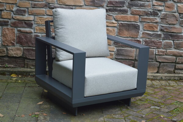 AVH-Collectie Avellino stoel bank loungeset 4 delig antraciet aluminium soft grey