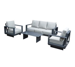 AVH-Collectie Avellino stoel bank loungeset 4 delig antraciet aluminium soft grey AVH-Collectie Avellino stoel bank loungeset 4 delig antraciet aluminium soft grey