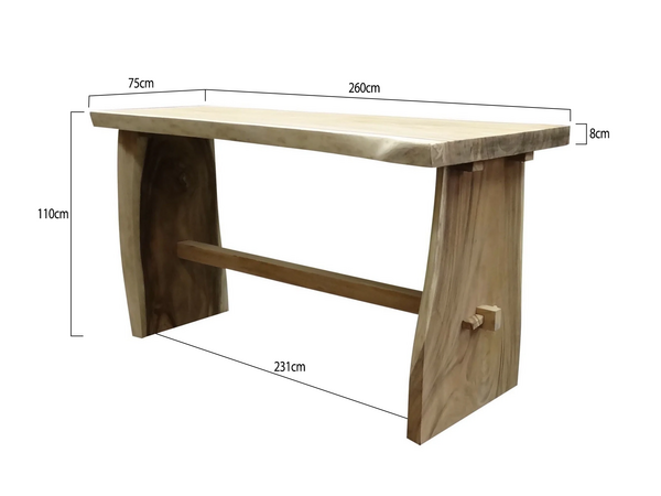 AVH-Collectie Boomstam bartafel 260x75xH110 cm - bladdikte 8 cm AVH-Collectie Boomstam bartafel 260x75xH110 cm - bladdikte 8 cm