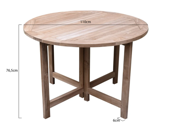 AVH-Collectie Kupu-Kupu klaptafel 110 cm rond teak AVH-Collectie Kupu-Kupu klaptafel 110 cm rond teak