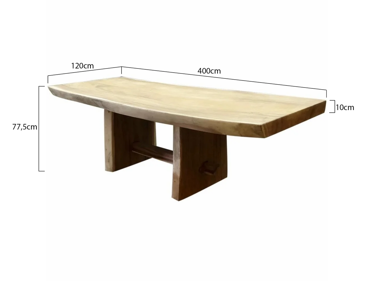 AVH-Collectie Boomstamtafel kopzit 400x120xH77,5 cm - bladdikte 10 cm AVH-Collectie Boomstamtafel kopzit 400x120xH77,5 cm - bladdikte 10 cm