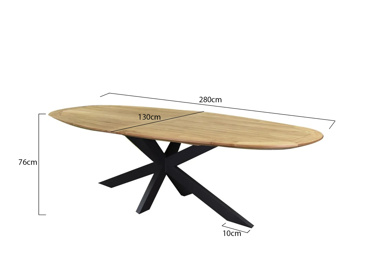 AVH-Collectie Mulia dining tuintafel 280x130xH76 cm ovaal AVH-Collectie Mulia dining tuintafel 280x130xH76 cm ovaal