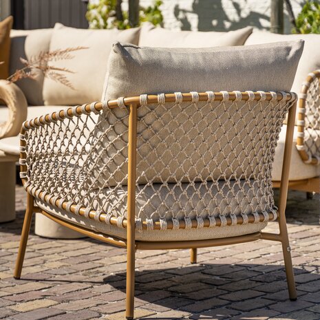 4 Seasons Outdoor Hampton Martinique modulaire hoek loungeset 4 delige Mortex amber 4 Seasons Outdoor