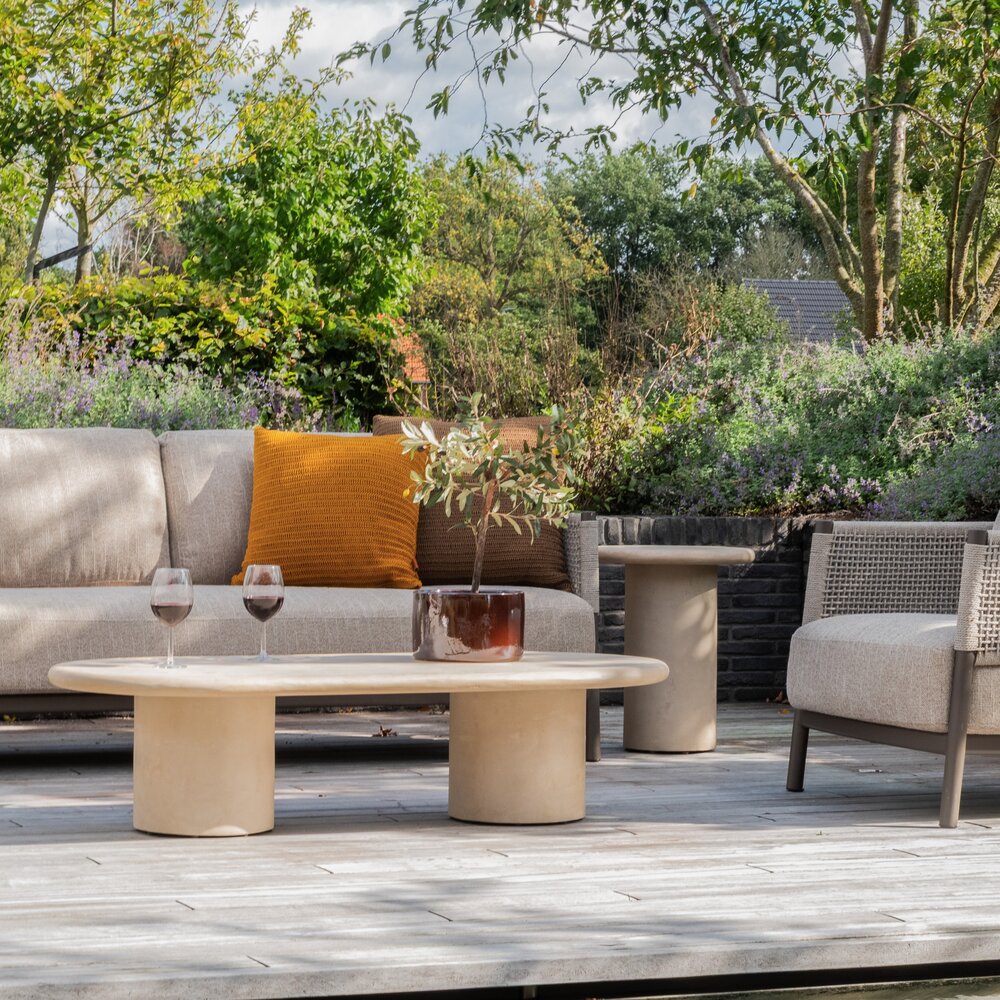 4 Seasons Outdoor Hampton Martinique modulaire hoek loungeset 4 delige Mortex amber 4 Seasons Outdoor