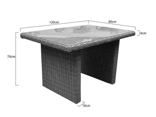 AVH-Collectie Ibiza lounge-dining tafel 120x80xH70 cm grijs AVH-Collectie Ibiza lounge-dining tafel 120x80xH70 cm grijs