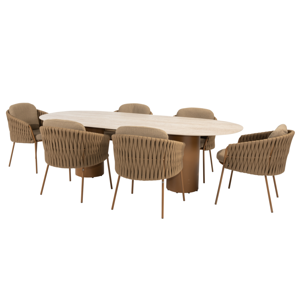 4 Seasons Outdoor Colorado Molina dining tuinset 240x105xH75 cm 7 delig keramiek amber 4 Seasons Outdoor