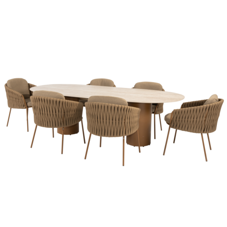 4 Seasons Outdoor Colorado Molina dining tuinset 240x105xH75 cm 7 delig keramiek amber 4 Seasons Outdoor