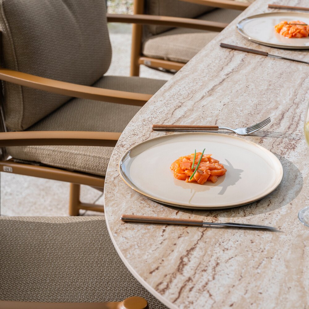 4 Seasons Outdoor Colorado Molina dining tuinset 240x105xH75 cm 7 delig keramiek amber 4 Seasons Outdoor