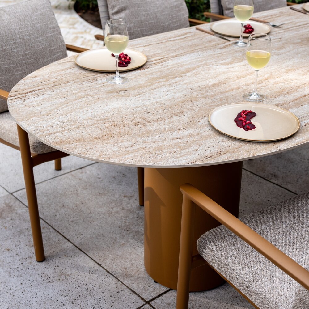 4 Seasons Outdoor Colorado Molina dining tuinset 240x105xH75 cm 7 delig keramiek amber 4 Seasons Outdoor