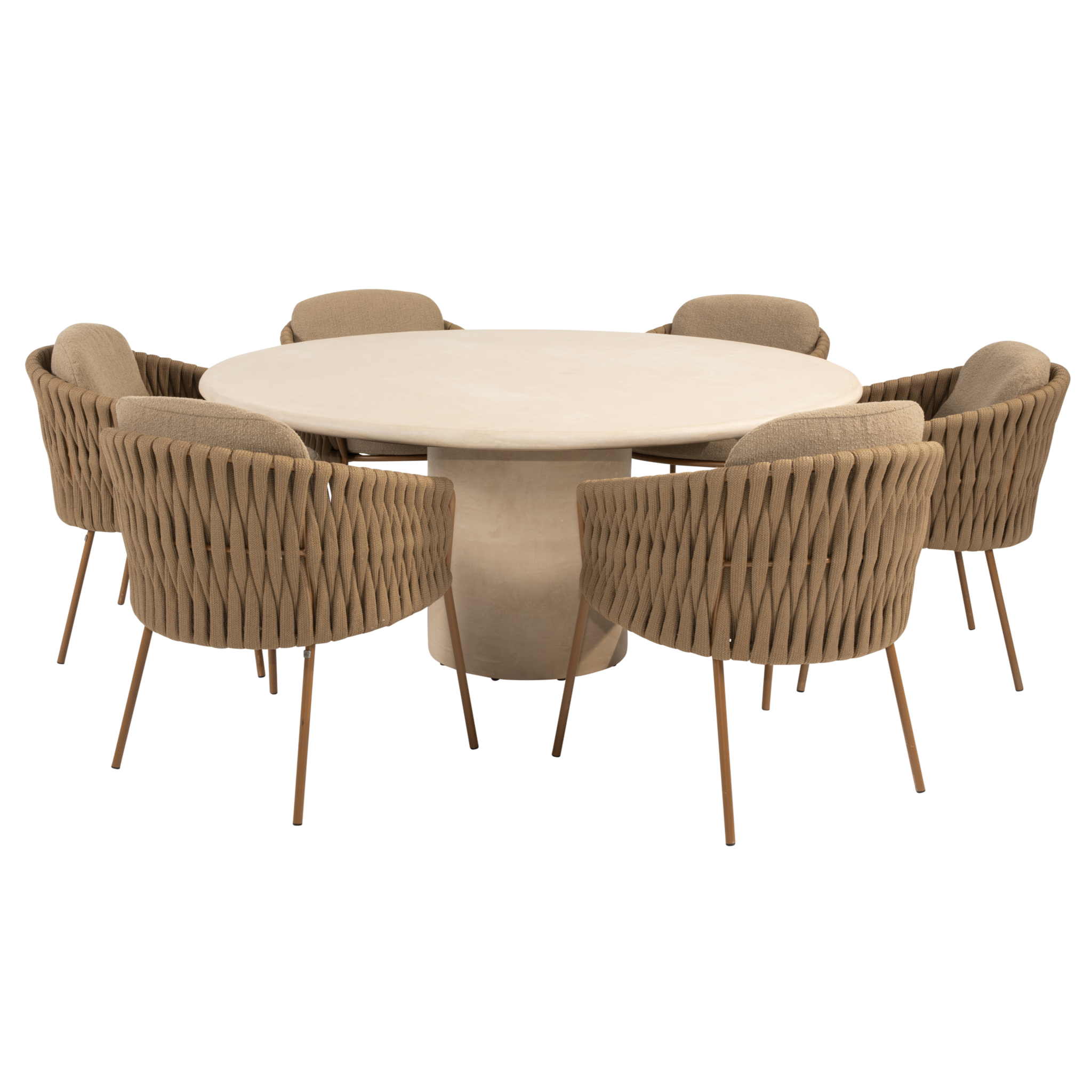 4 Seasons Outdoor Hampton Molina dining tuinset 160xH75 cm rond 7 delig mortex amber 