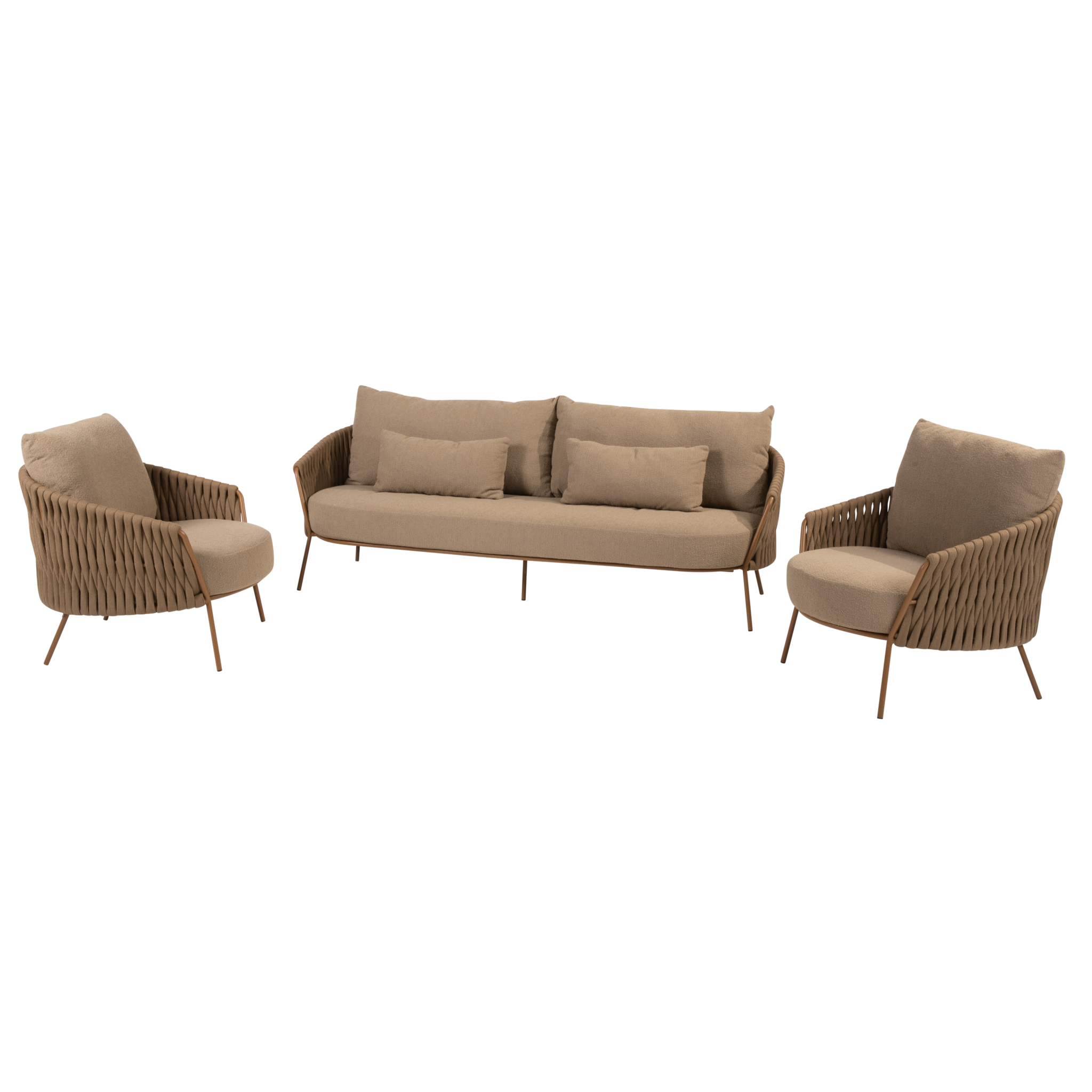 4 Seasons Outdoor Molina stoel bank loungeset 3 delig amber 