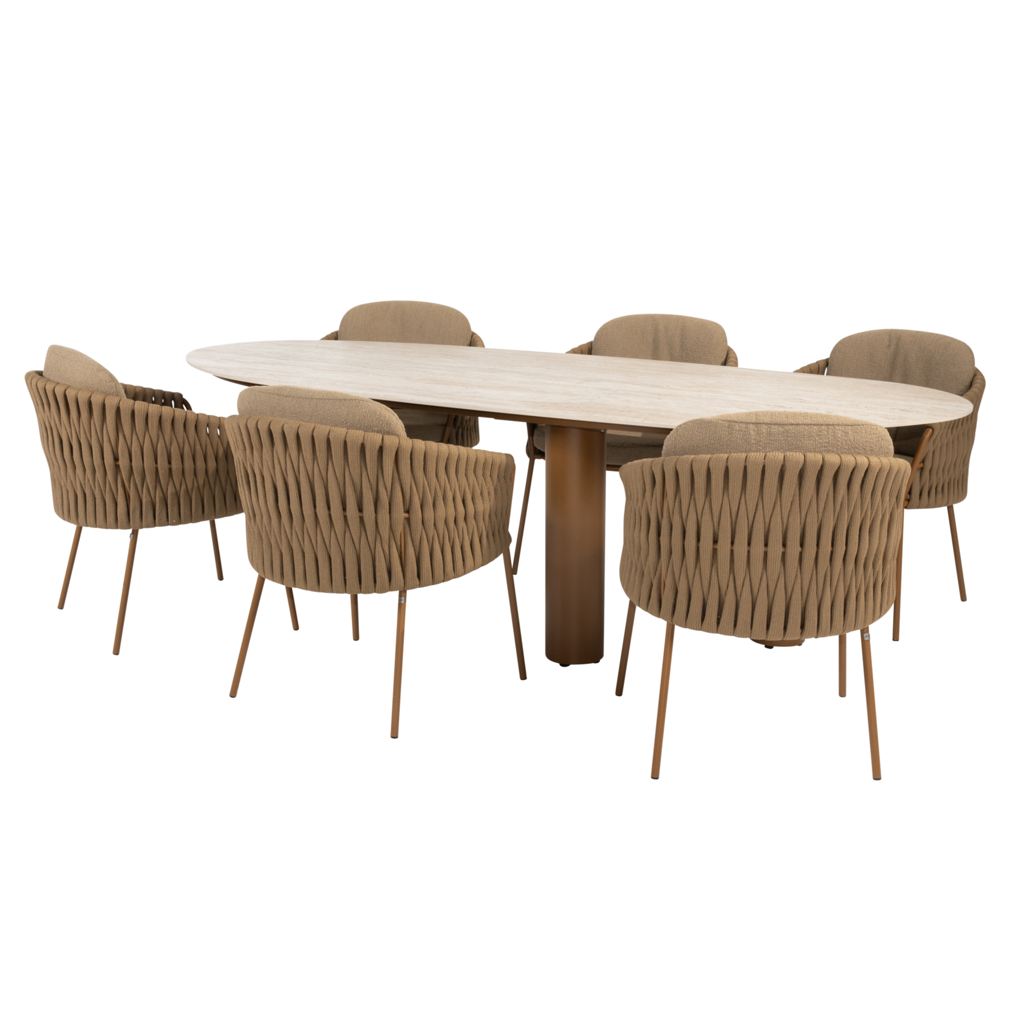 4 Seasons Outdoor Estate Molina dining tuinset 240x105xH75 cm 7 delig keramiek amber 