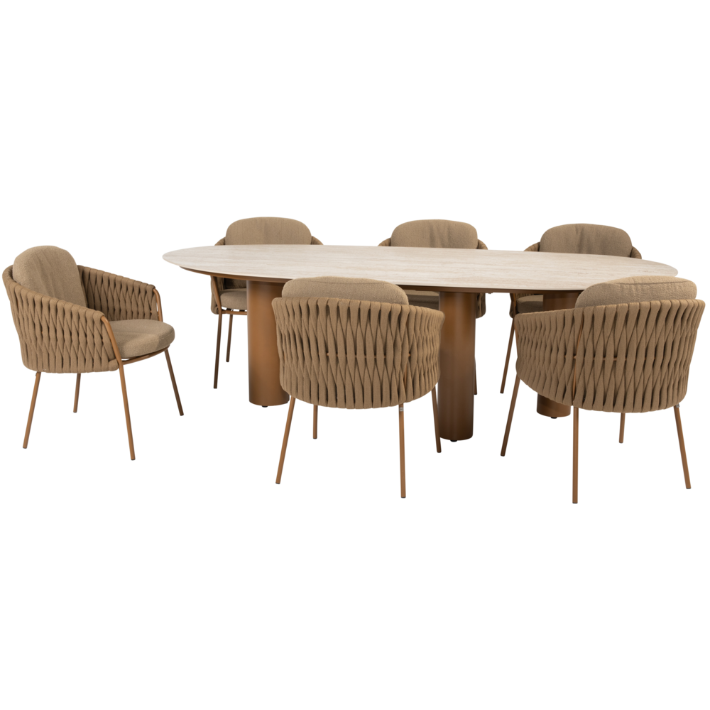 4 Seasons Outdoor Estate Molina dining tuinset 240x105xH75 cm 7 delig keramiek amber 4 Seasons Outdoor