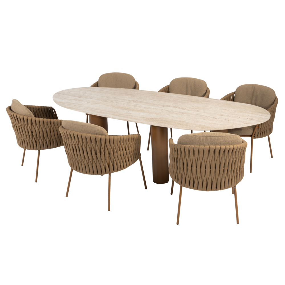 4 Seasons Outdoor Estate Molina dining tuinset 240x105xH75 cm 7 delig keramiek amber 4 Seasons Outdoor