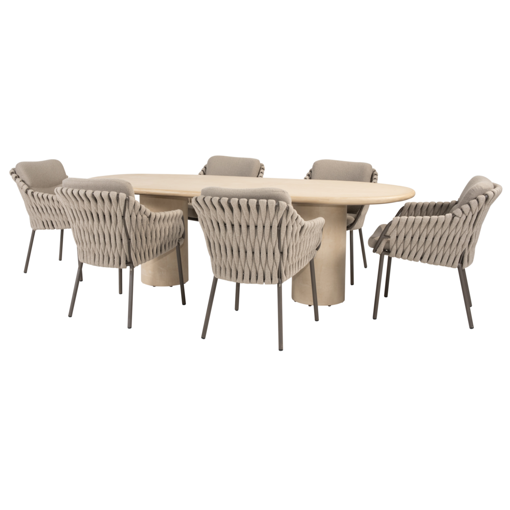 4 Seasons Outdoor Hampton Montera dining tuinset 240x105xH75 cm 7 delig mortex terre 4 Seasons Outdoor