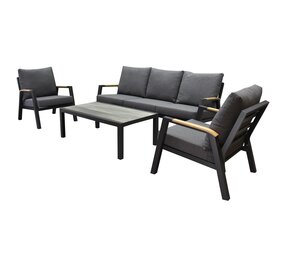 AVH-Collectie Showroommodel Montenegro stoel-bank loungeset 4-delig antraciet aluminium AVH-Collectie Showroommodel Montenegro stoel-bank loungeset 4-delig antraciet aluminium