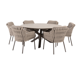 4 Seasons Outdoor Prado Montera dining tuinset 160xH75 cm rond 7 delig keramiek terre 4 Seasons Outdoor 4 Seasons Outdoor Prado Montera dining tuinset 160xH75 cm rond 7 delig keramiek terre 4 Seasons Outdoor