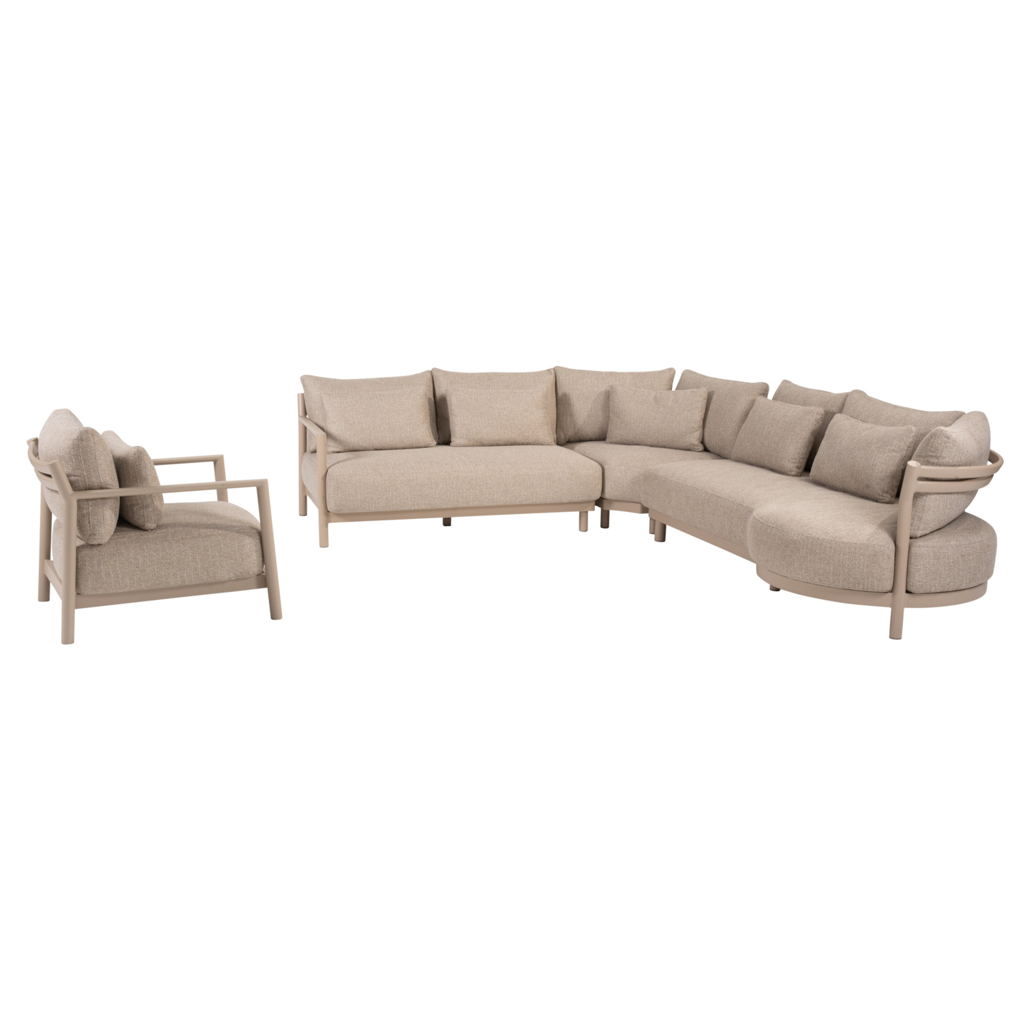 4 Seasons Outdoor Mykonos modulaire hoek loungeset 4 delig latte 