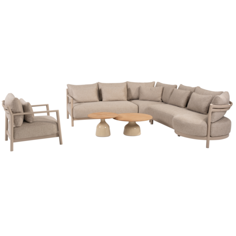 4 Seasons Outdoor June Mykonos modulaire hoek loungeset 6 delig teak latte 4 Seasons Outdoor