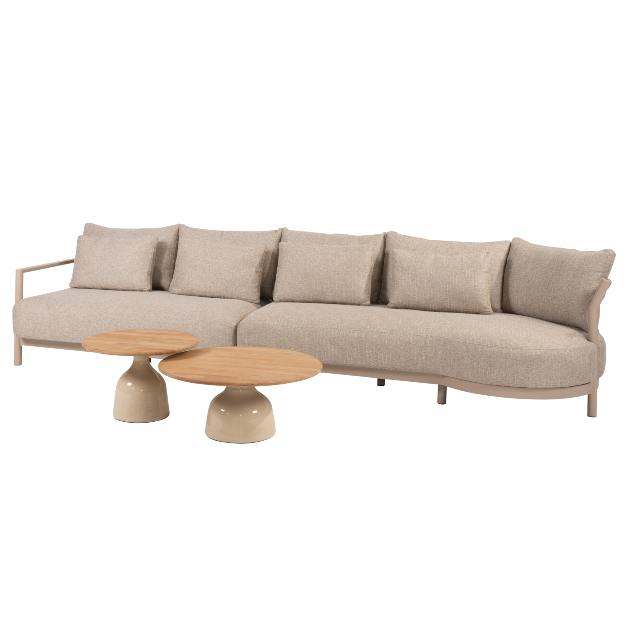 4 Seasons Outdoor June Mykonos modulaire chaise longue loungeset 4 delig teak latte 