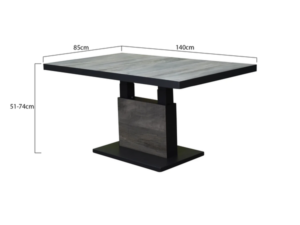AVH-Collectie Vegas lounge-diningtafel 140x85xH51-74 cm in hoogte verstelbaar antraciet ceramic AVH-Collectie Vegas lounge-diningtafel 140x85xH51-74 cm in hoogte verstelbaar antraciet ceramic