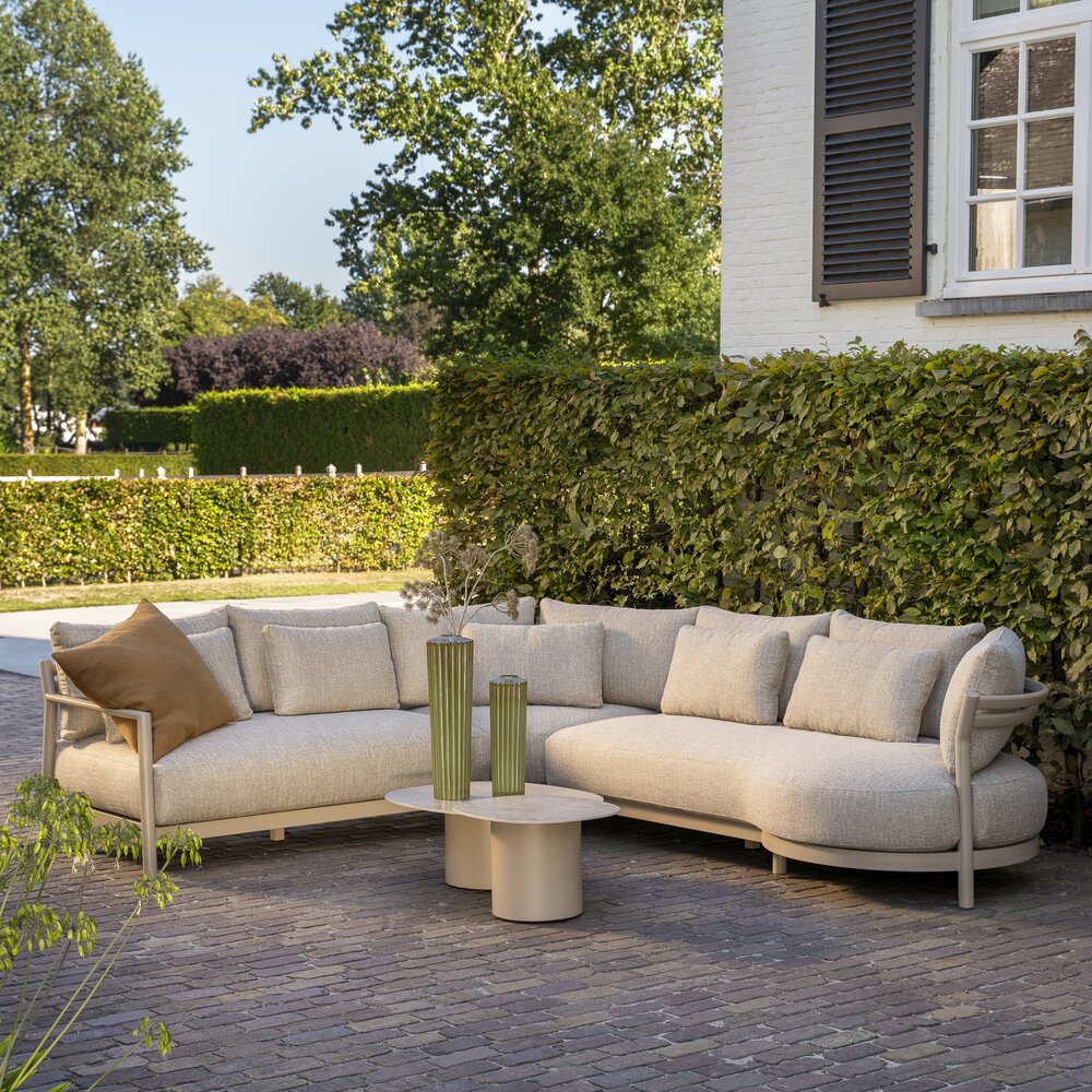4 Seasons Outdoor Boaz Mykonos modulaire hoek loungeset 5 delig keramiek latte 4 Seasons Outdoor