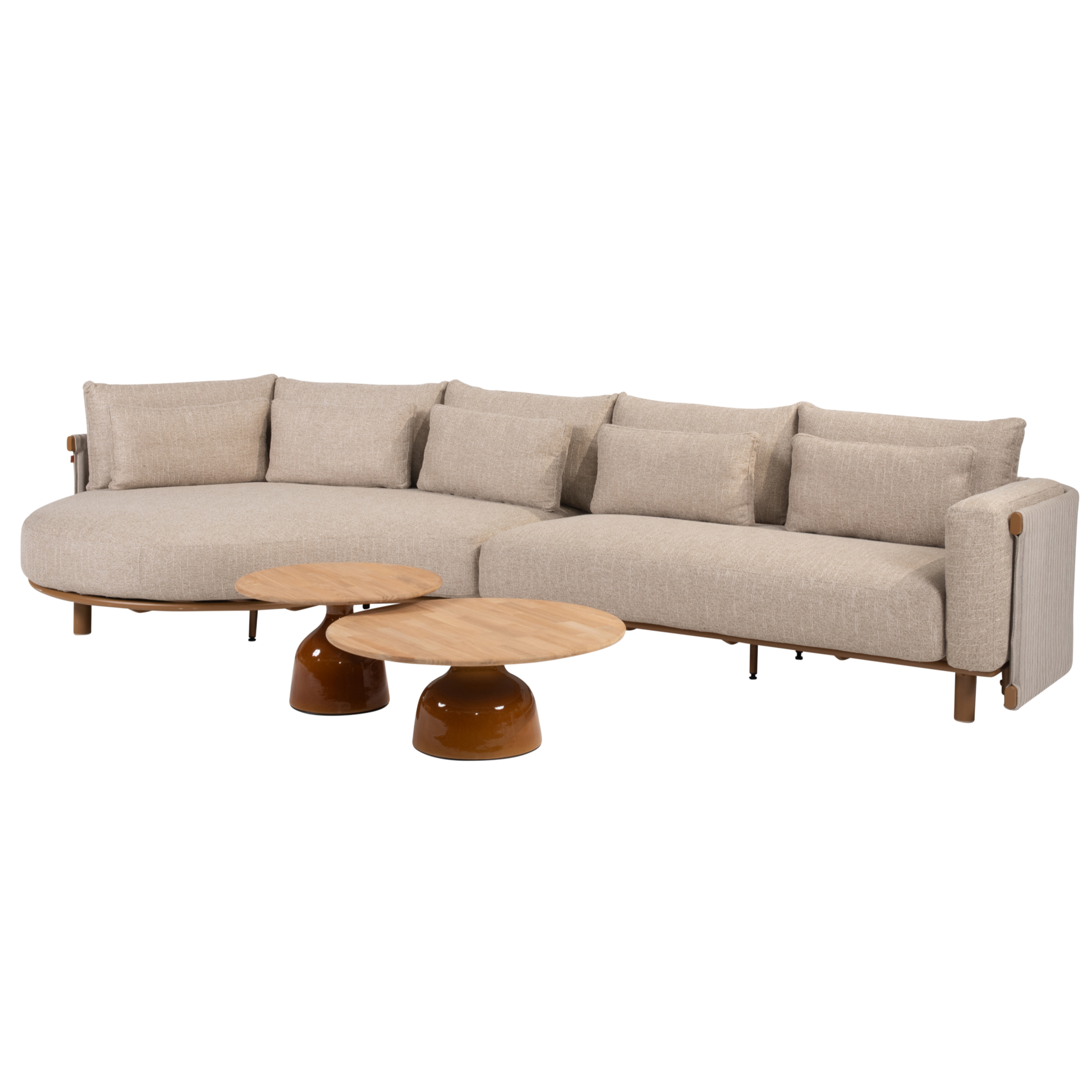 4 Seasons Outdoor June Safina modulaire chaise longue loungeset 4 delig teak amber 