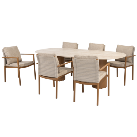 4 Seasons Outdoor Colorado Safina dining tuinset 240x105xH75 cm 7 delig keramiek amber 4 Seasons Outdoor