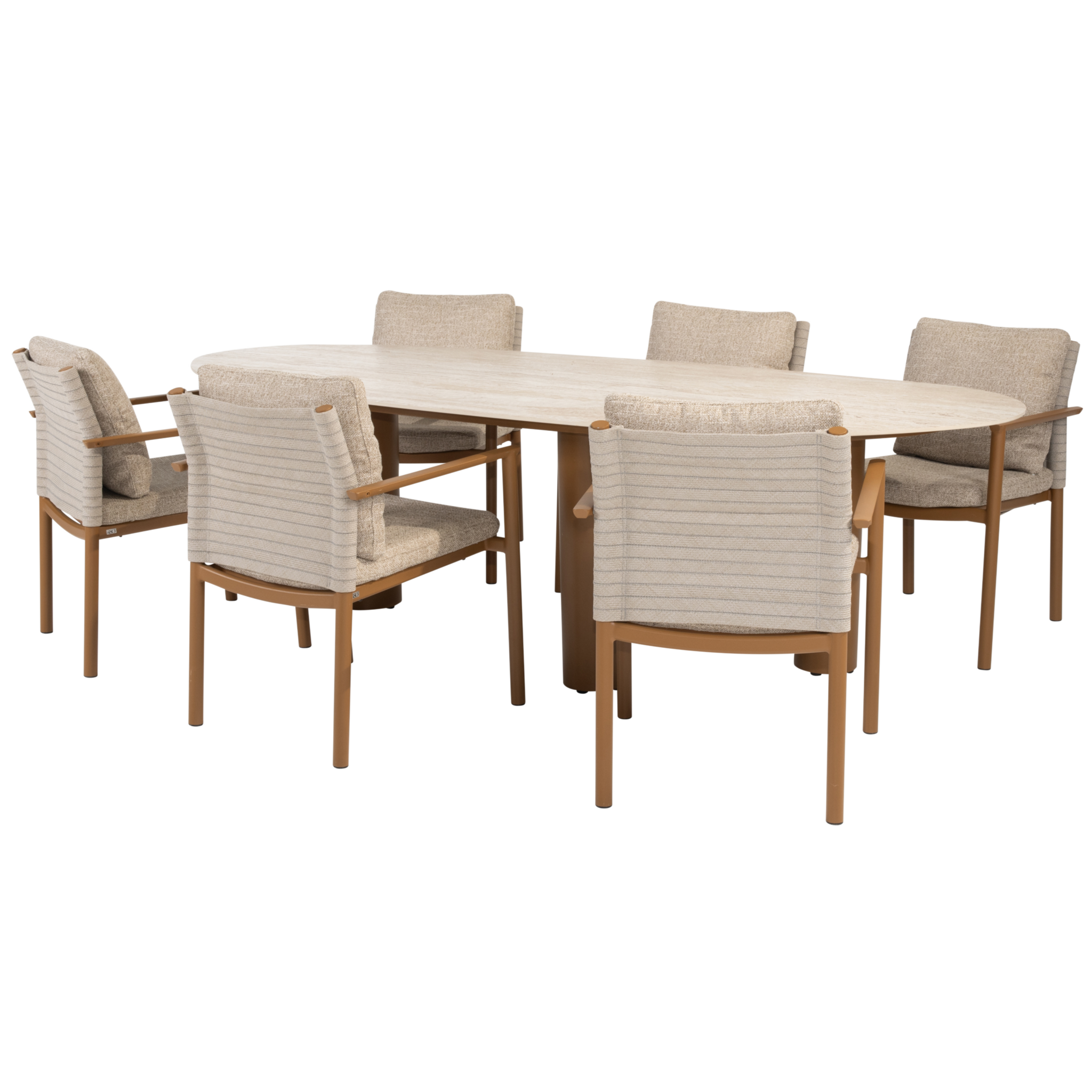 4 Seasons Outdoor Estate Safina dining tuinset 240x105xH75 cm 7 delig keramiek amber 