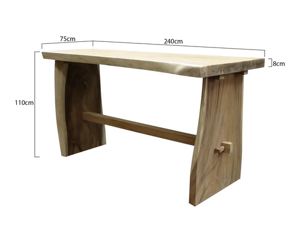 AVH-Collectie Boomstam bartafel 240x75xH110 cm - bladdikte 8 cm AVH-Collectie Boomstam bartafel 240x75xH110 cm - bladdikte 8 cm