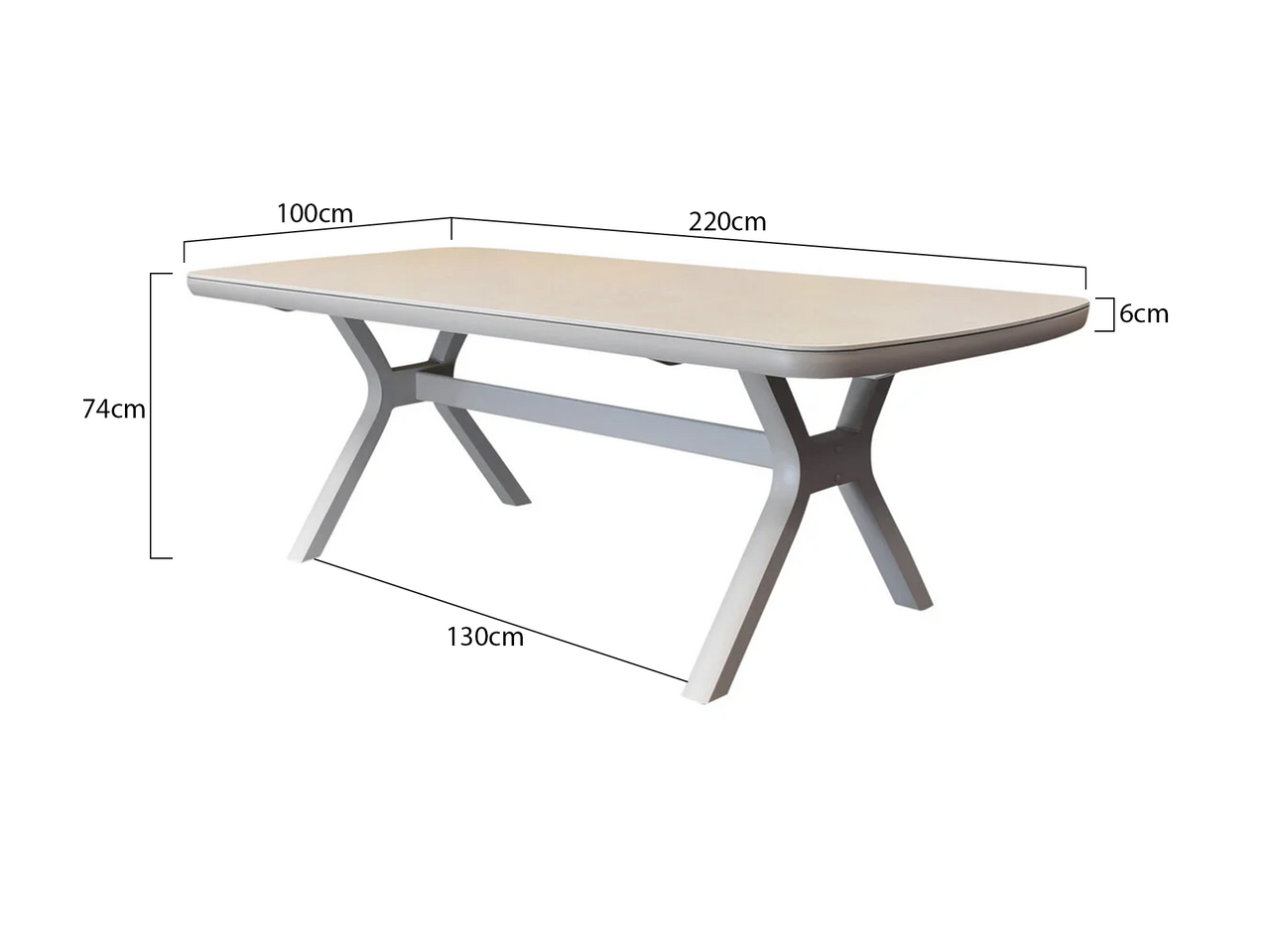 AVH-Collectie Vespera dining tuintafel 220x100xH74 cm latte