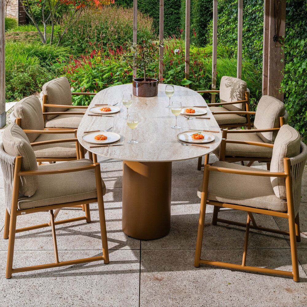 4 Seasons Outdoor Colorado Safina dining tuinset 240x105xH75 cm 7 delig keramiek amber 4 Seasons Outdoor