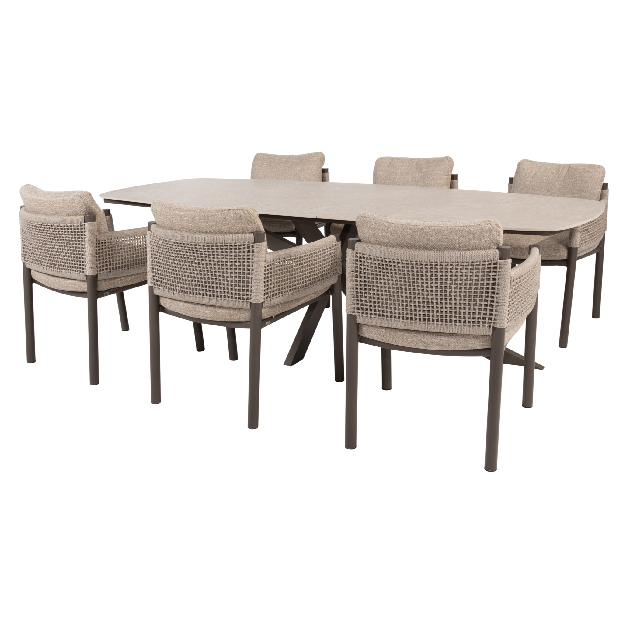 4 Seasons Outdoor Prado Savanne dining tuinset 240x105xH75 cm 7 delig keramiek terre 