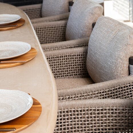 4 Seasons Outdoor Prado Savanne dining tuinset 240x105xH75 cm 7 delig keramiek terre 4 Seasons Outdoor