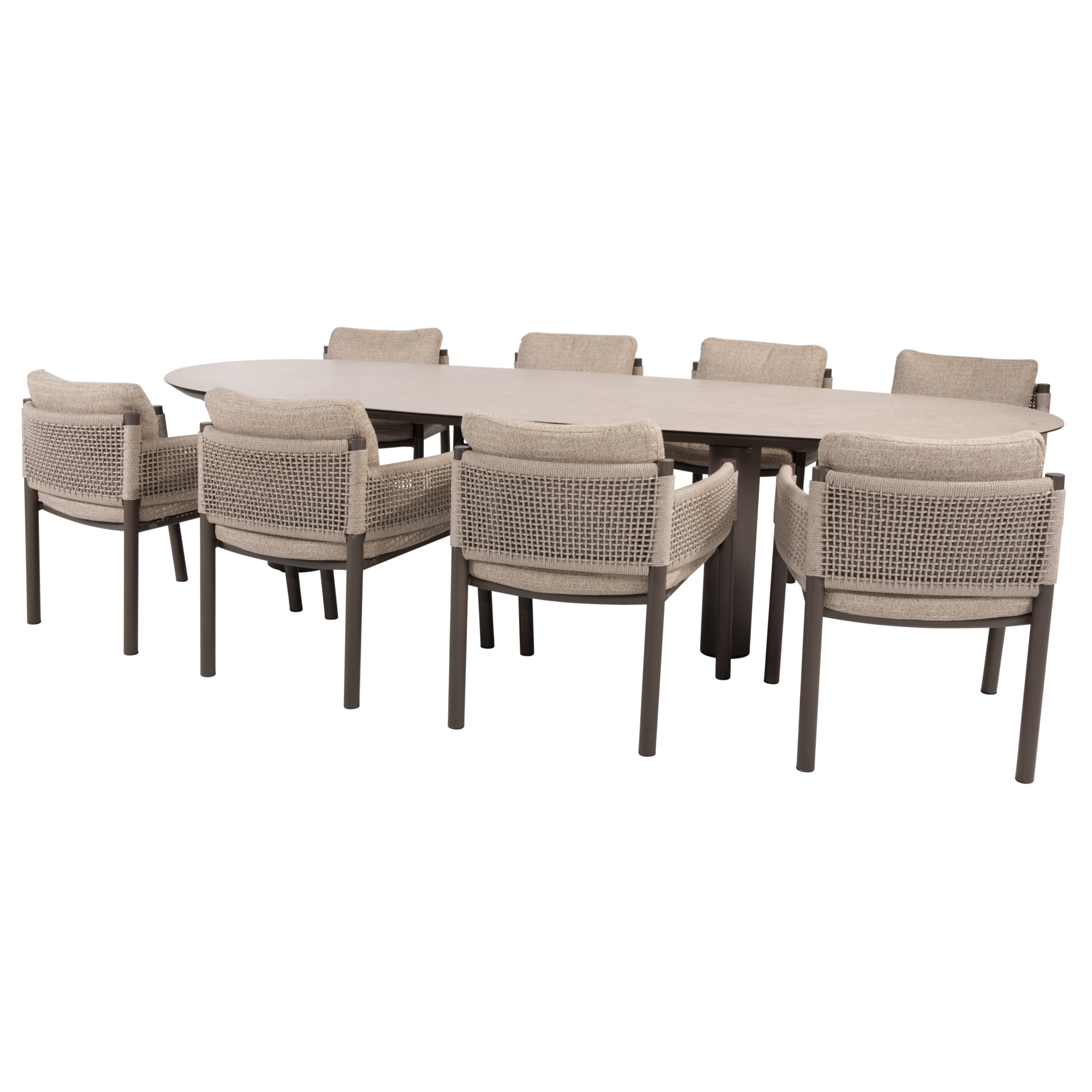 4 Seasons Outdoor Denia Savanne dining tuinset 290x110xH75 cm 9 delig keramiek terre 