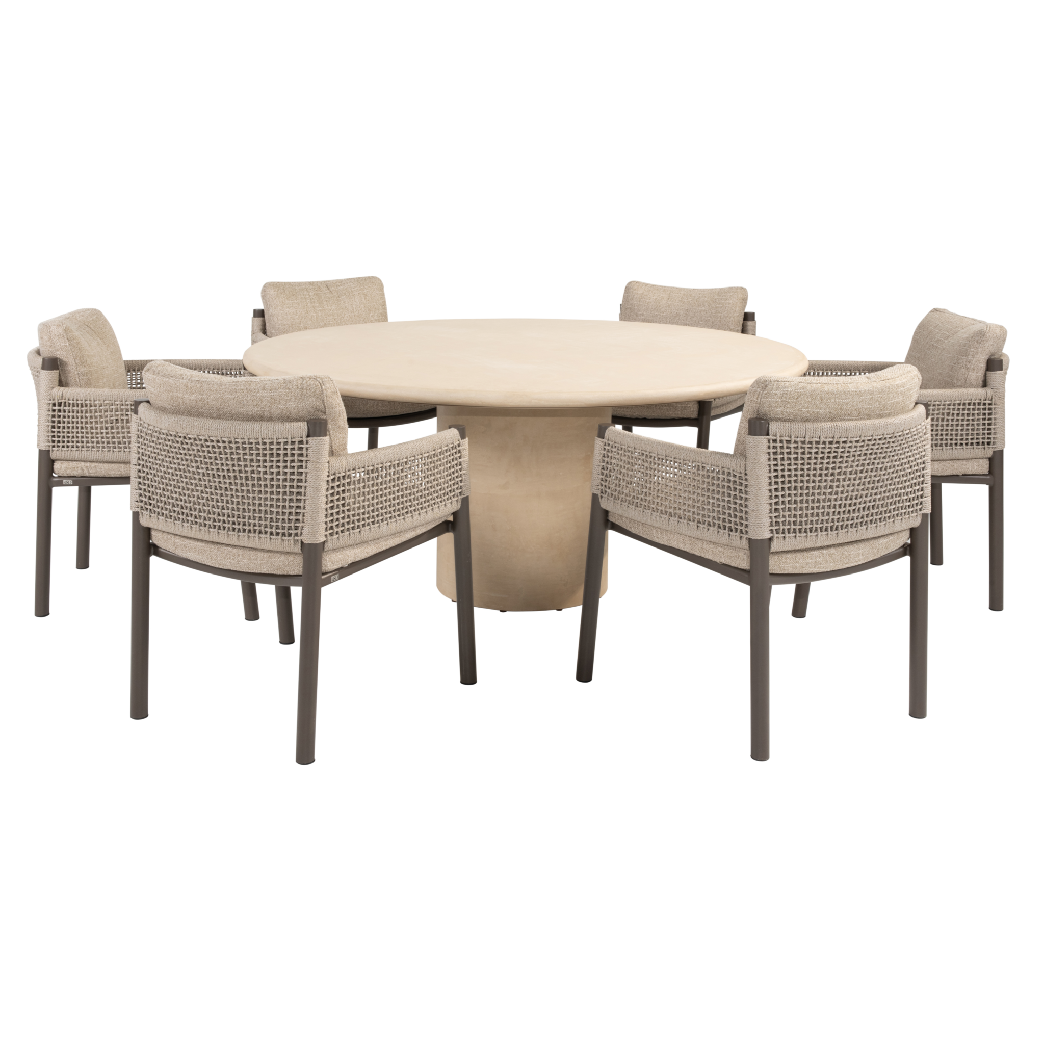 4 Seasons Outdoor Hampton Savanne dining tuinset 160xH75 cm rond 7 delig mortex terre 