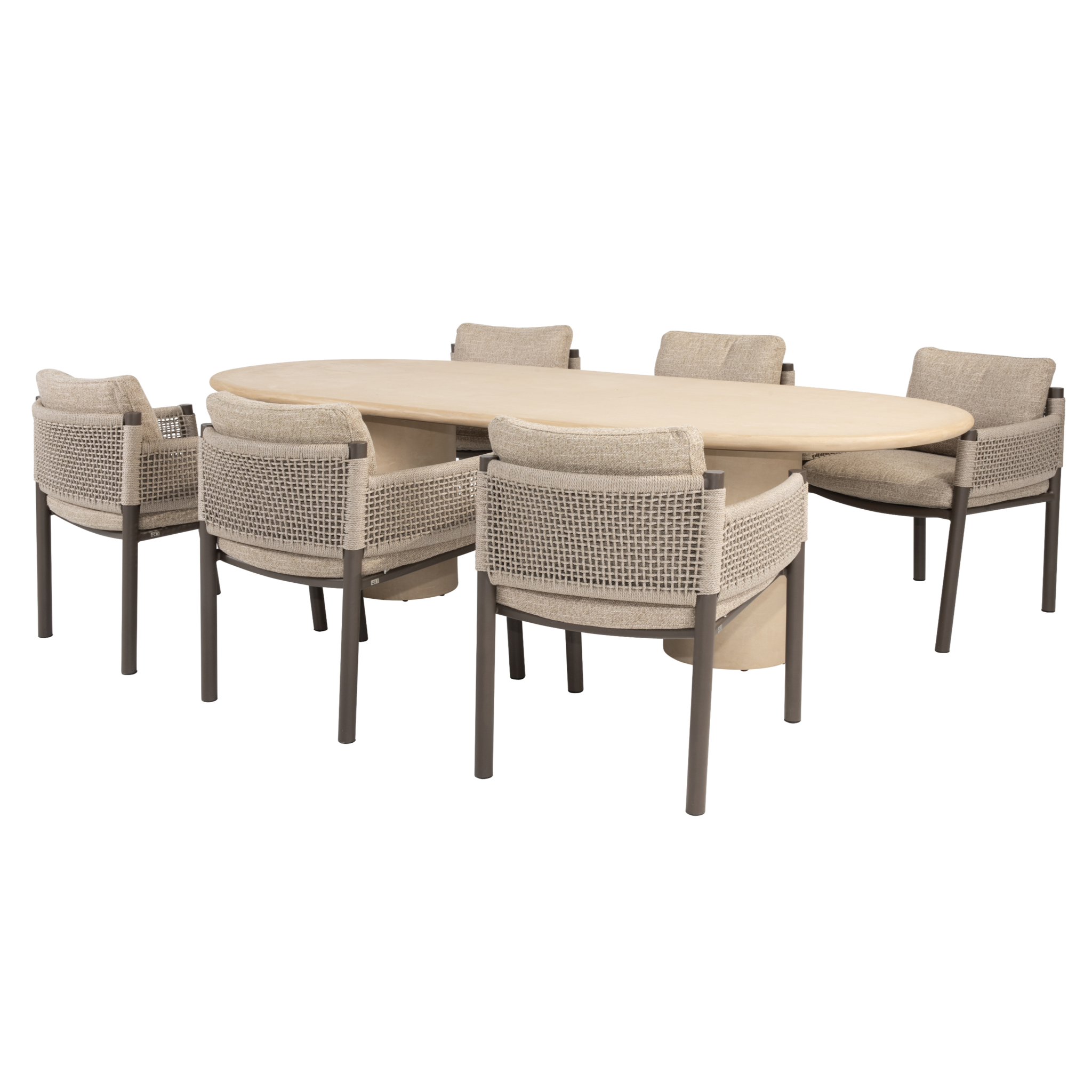 4 Seasons Outdoor Hampton Savanne dining tuinset 240x105xH75 cm 7 delig mortex terre 