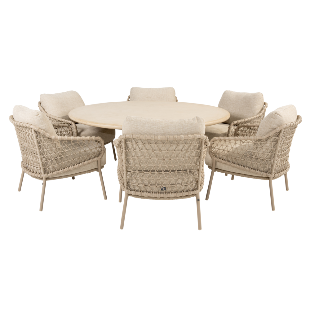 4 Seasons Outdoor Hampton Sardinia low dining tuinset 160xH69 cm mortex latte 4 Seasons Outdoor