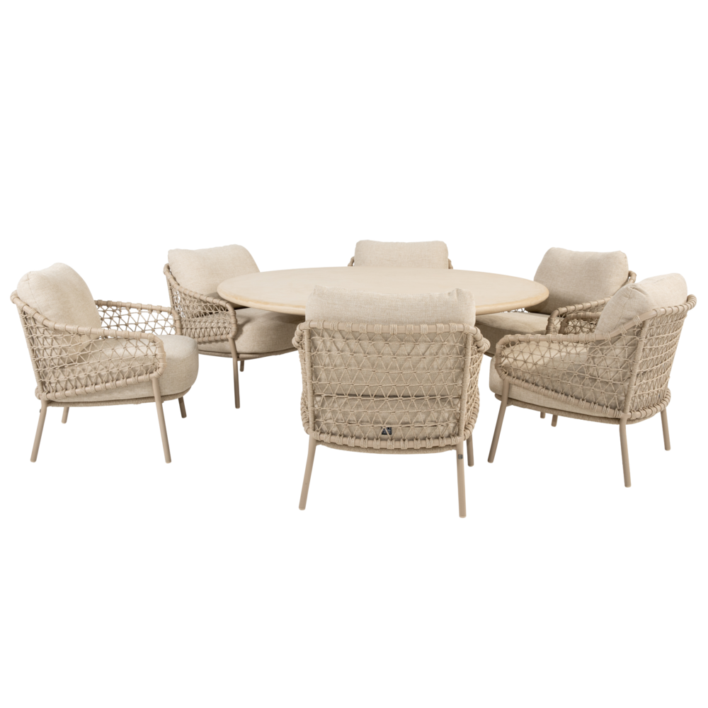 4 Seasons Outdoor Hampton Sardinia low dining tuinset 160xH69 cm mortex latte 4 Seasons Outdoor