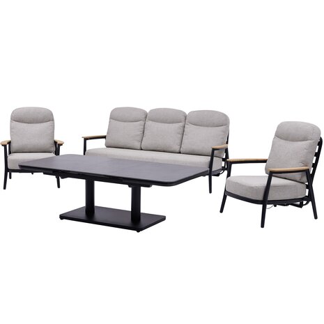 AVH-Collectie Savanna verstelbare loungeset 4 delig antraciet aluminium