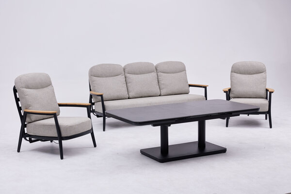 AVH-Collectie Savanna verstelbare loungeset 4 delig antraciet aluminium