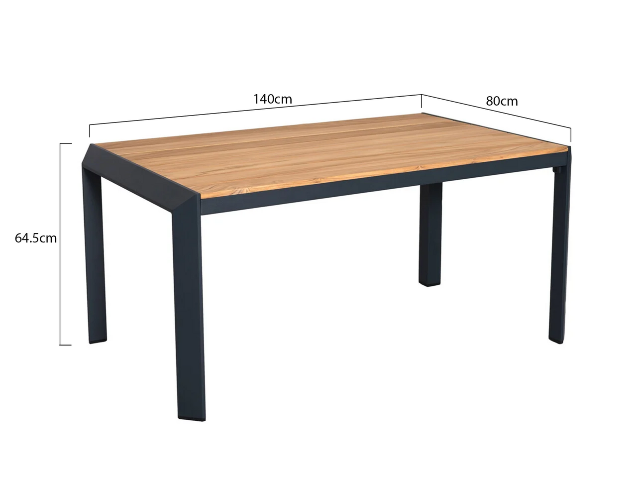 AVH-Collectie Victoria dining tuintafel 140x80xH64,5 cm antraciet teak AVH-Collectie Victoria dining tuintafel 140x80xH64,5 cm antraciet teak