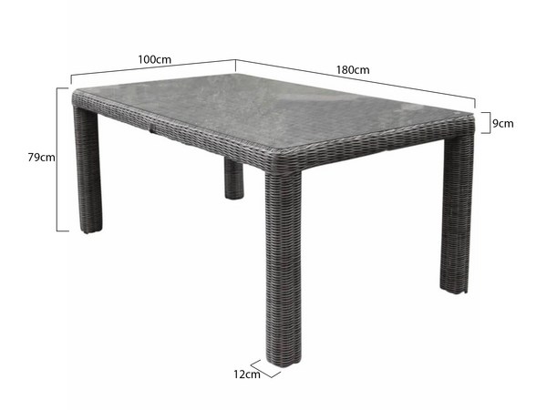 AVH-Collectie Bergamo dining tuintafel 180x100xH78 cm wit grijs AVH-Collectie Bergamo dining tuintafel 180x100xH78 cm wit grijs