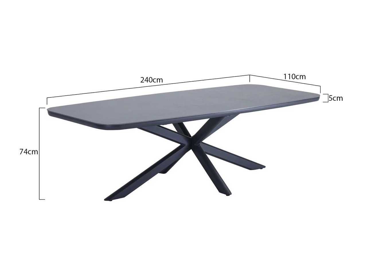 AVH-Collectie Sayanora dining tuintafel boat shape 240x110xH74 cm keramiek aluminium antraciet AVH-Collectie Sayanora dining tuintafel boat shape 240x110xH74 cm keramiek aluminium antraciet