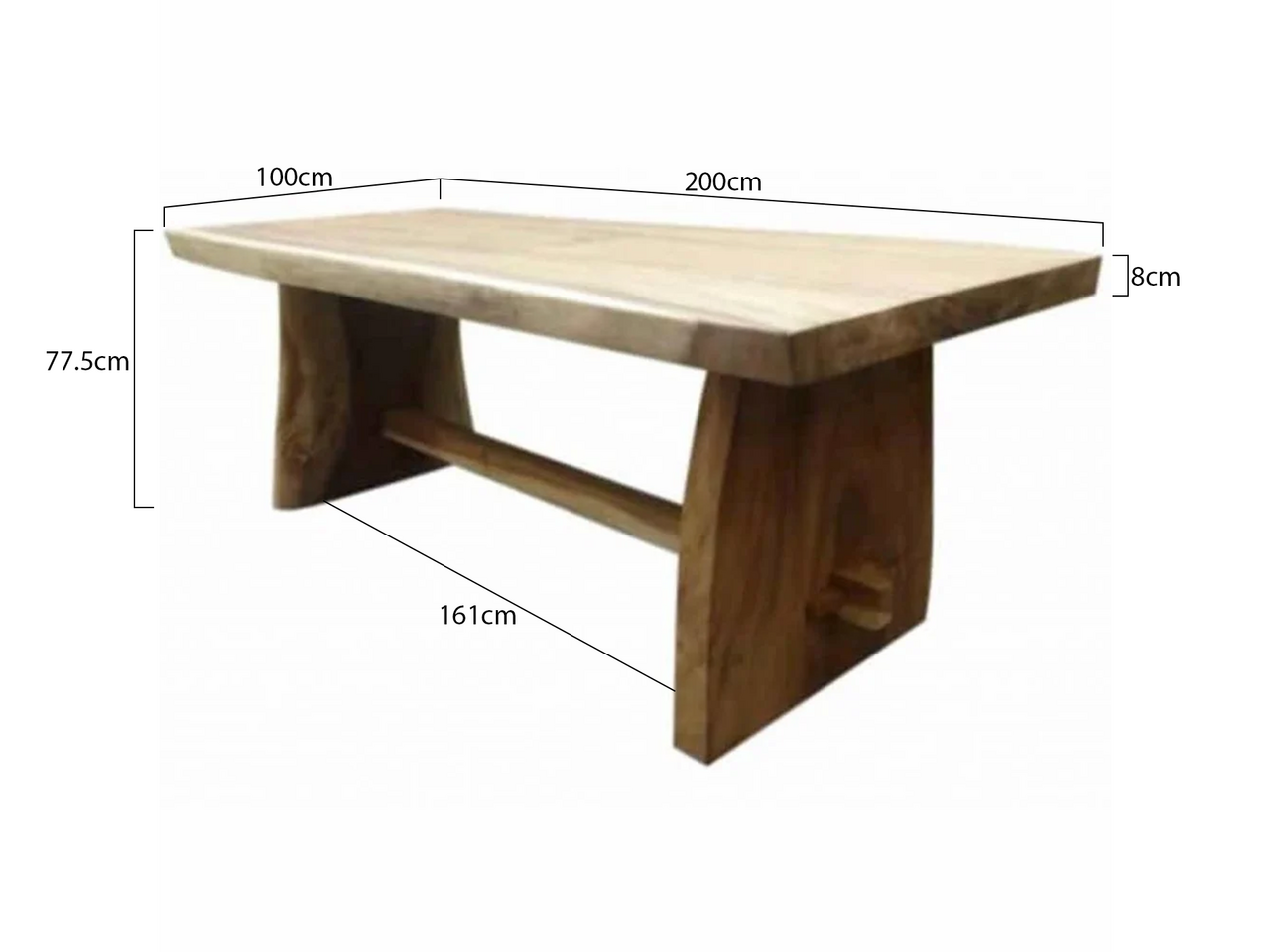 AVH-Collectie Boomstamtafel 200x100xH77,5 cm - bladdikte 8 cm AVH-Collectie Boomstamtafel 200x100xH77,5 cm - bladdikte 8 cm