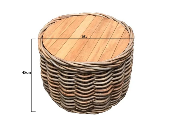 AVH-Collectie Sumatra grote ronde tafel met teakblad naturel rotan AVH-Collectie Sumatra grote ronde tafel met teakblad naturel rotan