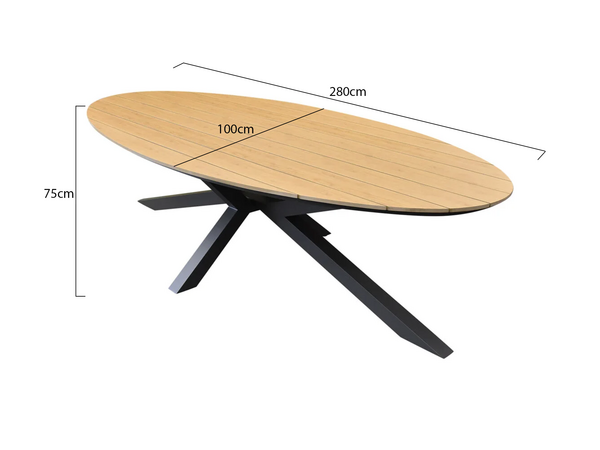 AVH-Collectie Salvador dining tuintafel ovaal 280x100xH75 cm polywood