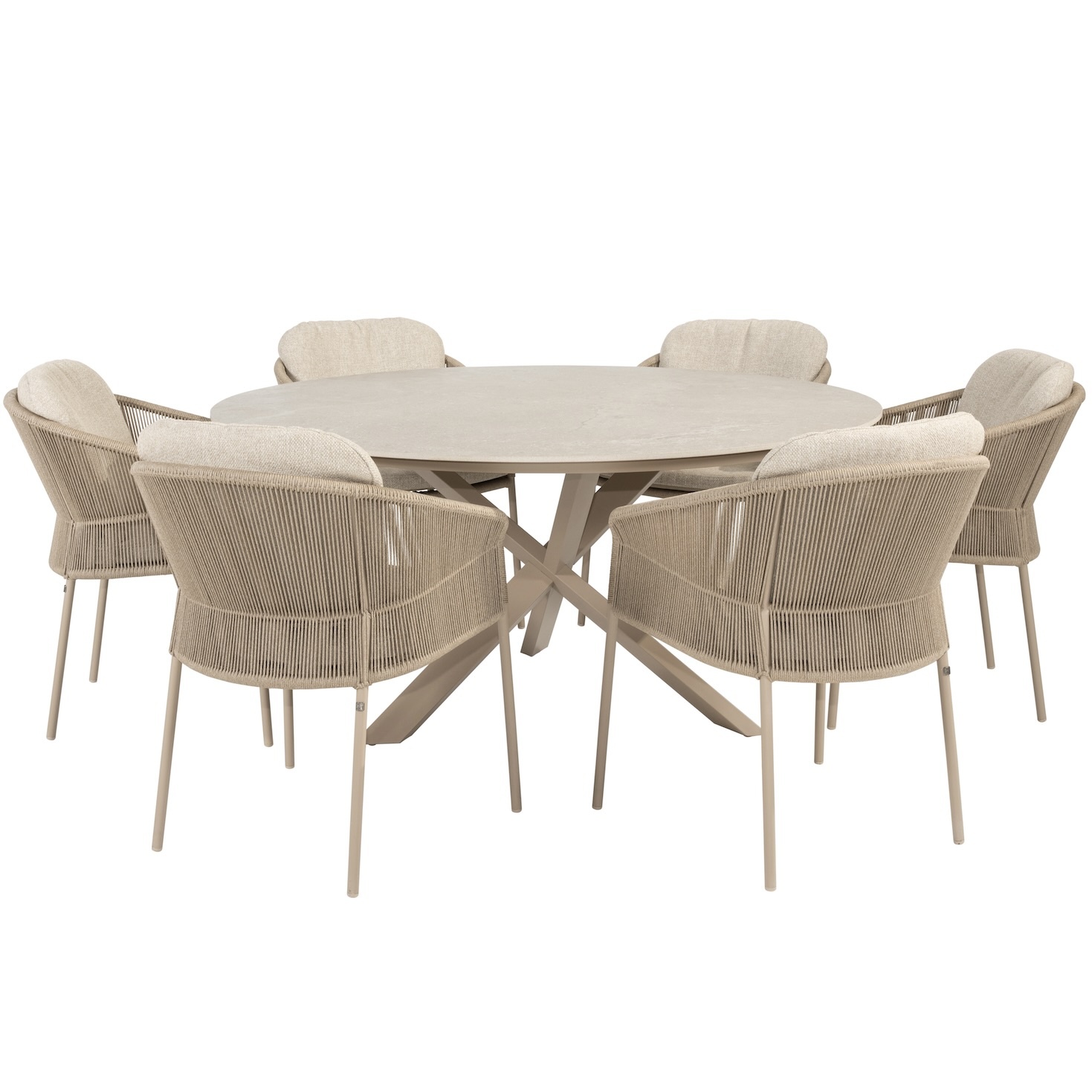 Taste 4SO Florence Prado dining tuinset 160xH75 cm rond 7 delig keramiek latte 