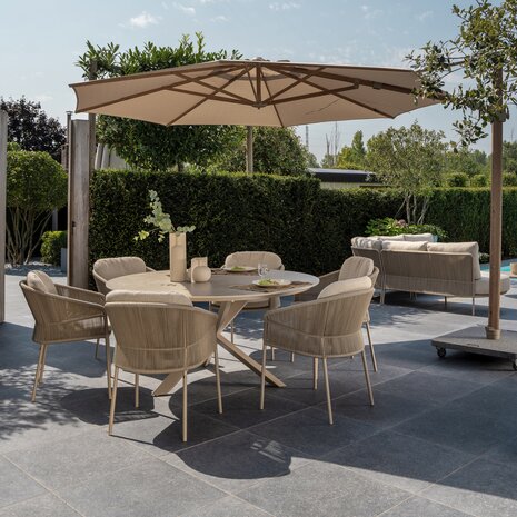 Taste 4SO Florence Prado dining tuinset 160xH75 cm rond 7 delig keramiek latte Taste 4SO